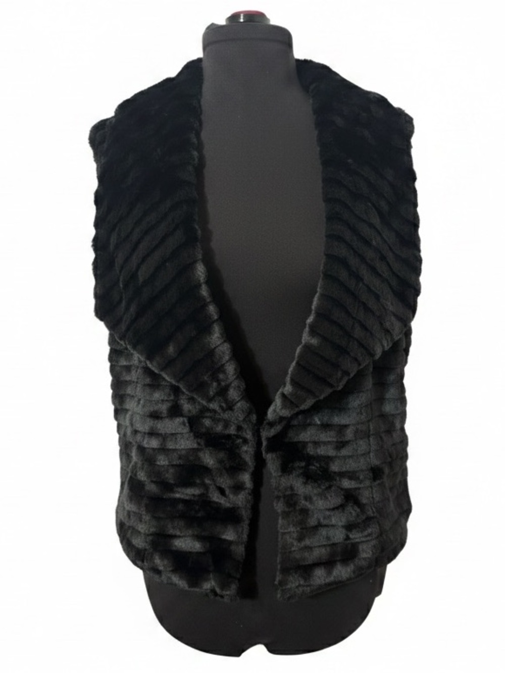 Gorgeous Tribal Black Faux Fur Open Front Vest